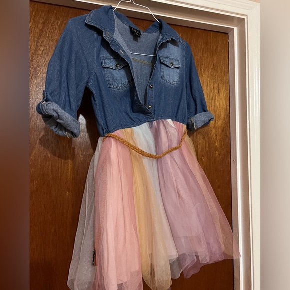 2 in 1 Jean Dress with Leather Belt - Picture 1 of 2